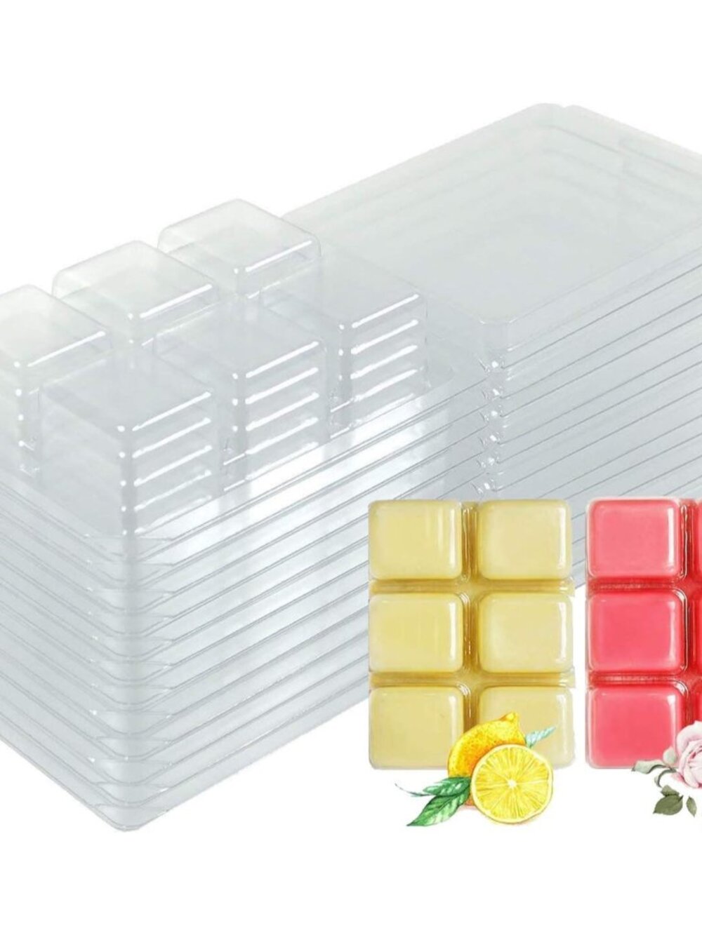 Wax Melt Molds - 100 Pack Clear Plastic Clamshells for Wickless Candles
